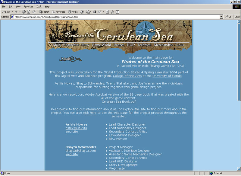 Pirates of the Cerulean Sea Website